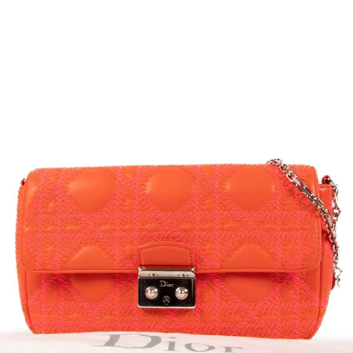 Christian Dior Orange Miss Dior Pouch Chain Bag