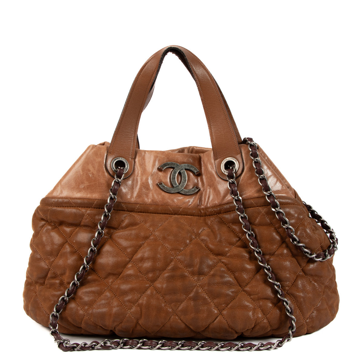 Chanel Brown In the Mix leather tote bag for the best price at vintage secondhand luxury retailer Labellov