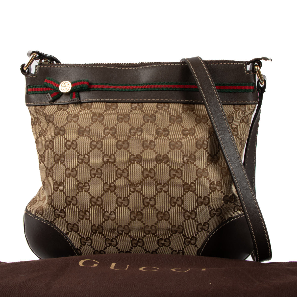 Gucci Monogram GG Canvas Web Mayfair Crossbody Bag