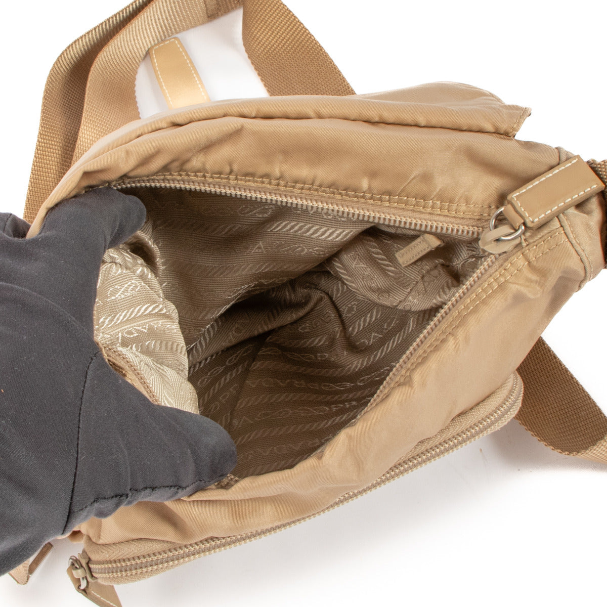 Prada Beige Nylon Messenger Crossbody Bag