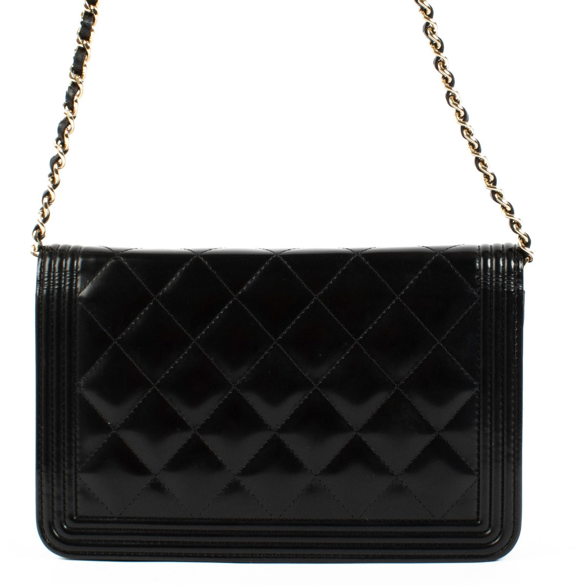 Shop 100% authentic secondhand Chanel Black Patent Boy Wallet On Chain on Labellov.com