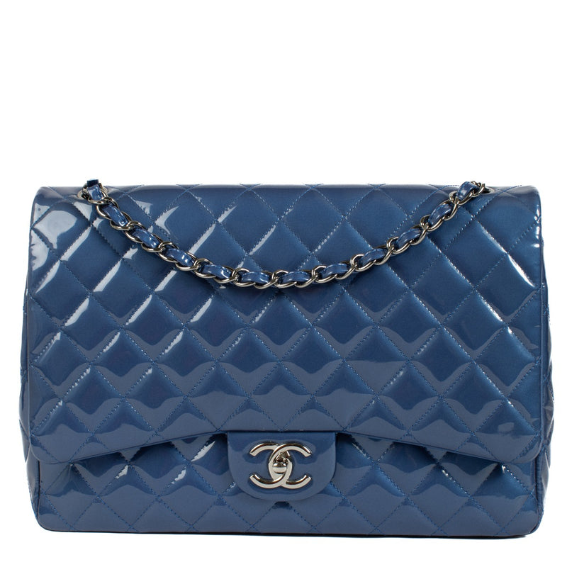 Shop 100% authentic secondhand Chanel Blue Patent Leather Maxi Classic Flap Bag on Labellov.com