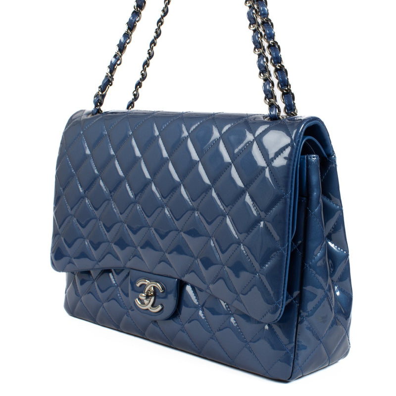 Shop 100% authentic secondhand Chanel Blue Patent Leather Maxi Classic Flap Bag on Labellov.com