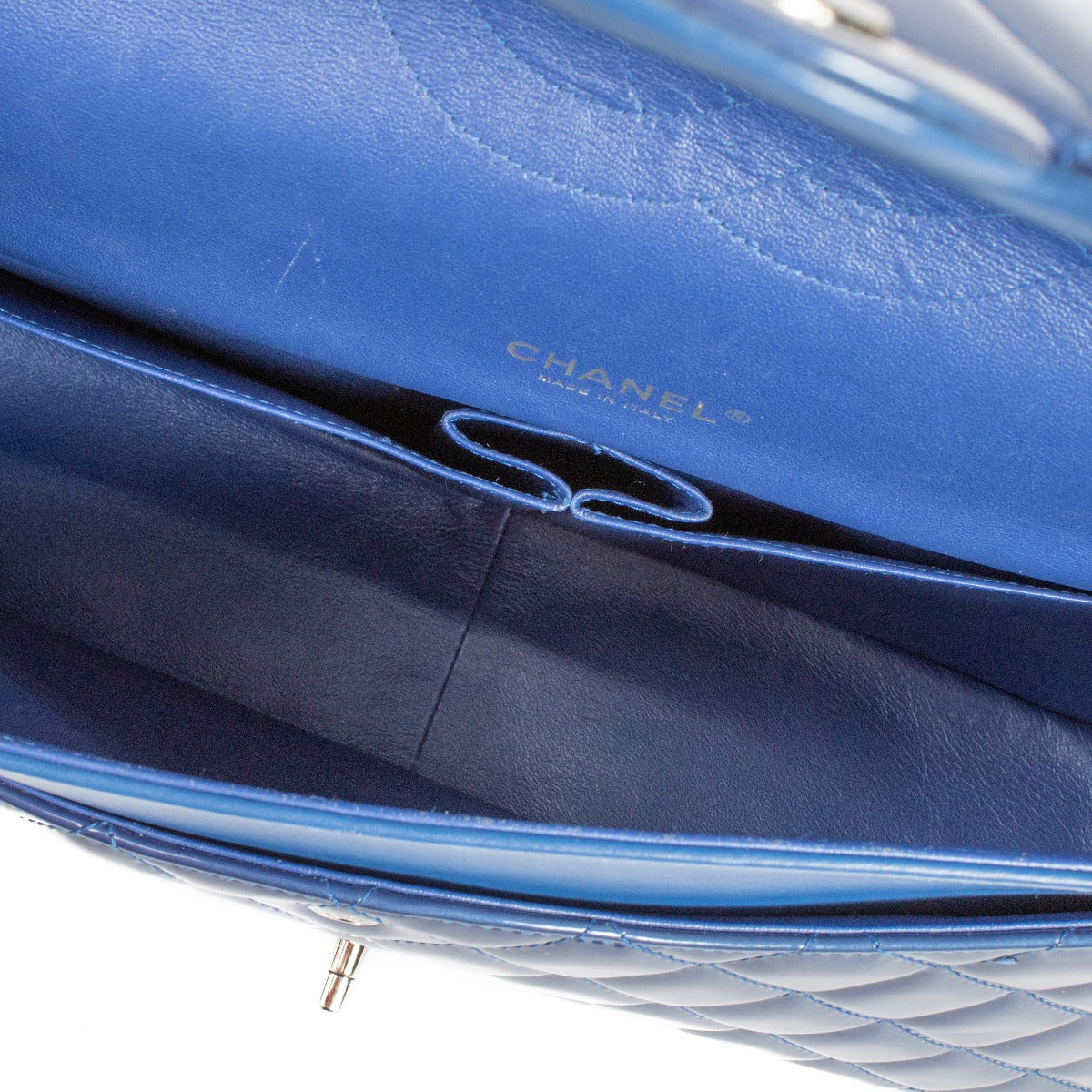 Shop 100% authentic secondhand Chanel Blue Patent Leather Maxi Classic Flap Bag on Labellov.com