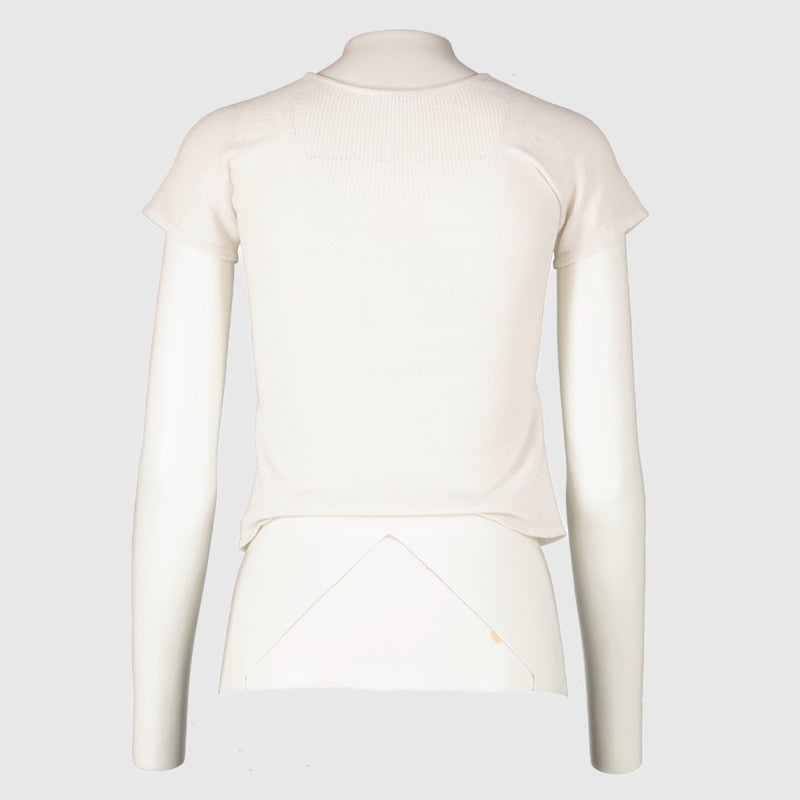 Chanel white knit top with textured neckline at Labellov.com.