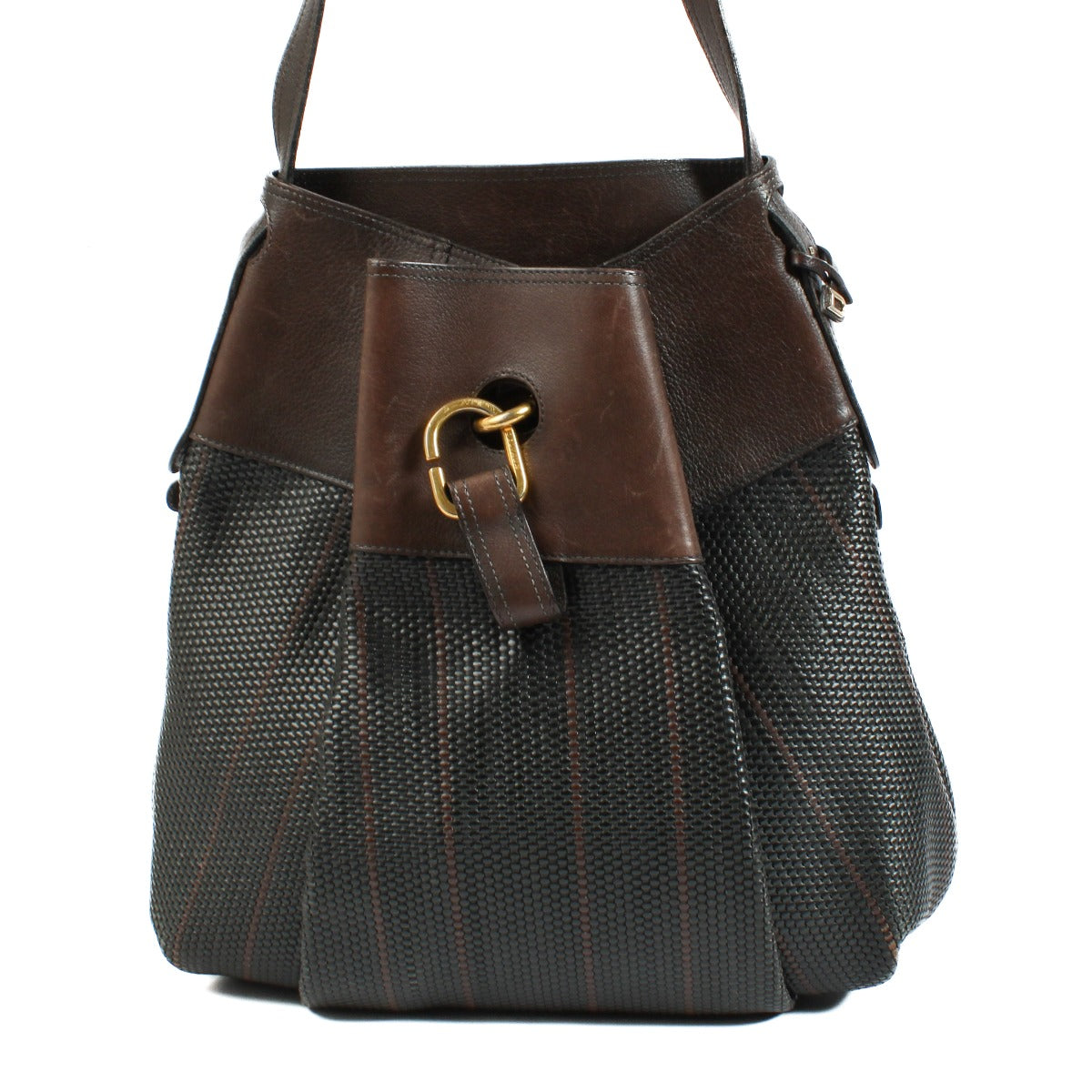 Delvaux Bruine Toile De Cuir Faust Schoudertas