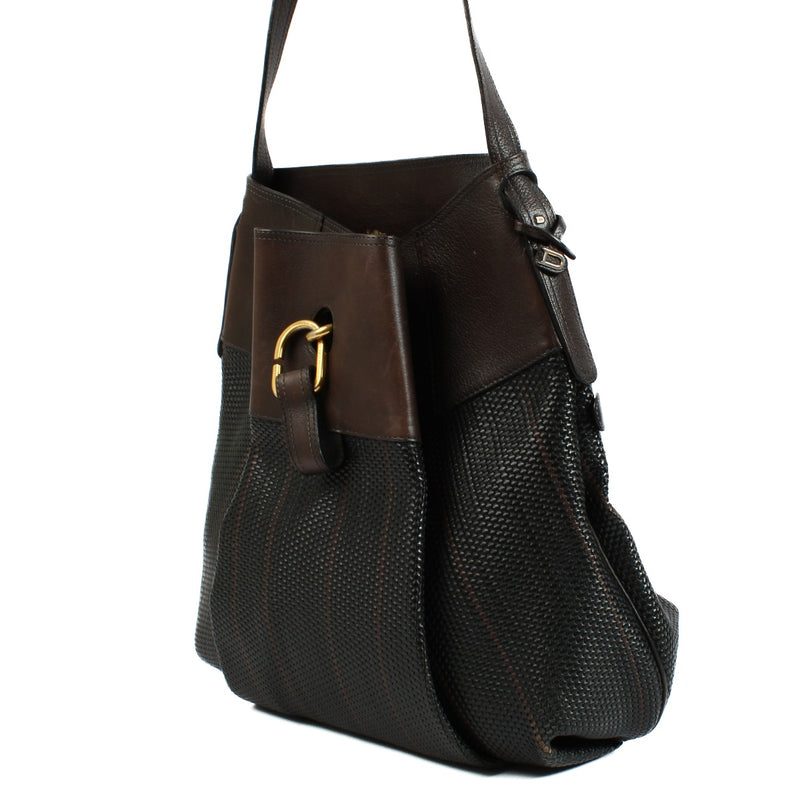 Delvaux Brown Toile De Cuir Faust Shoulder Bag