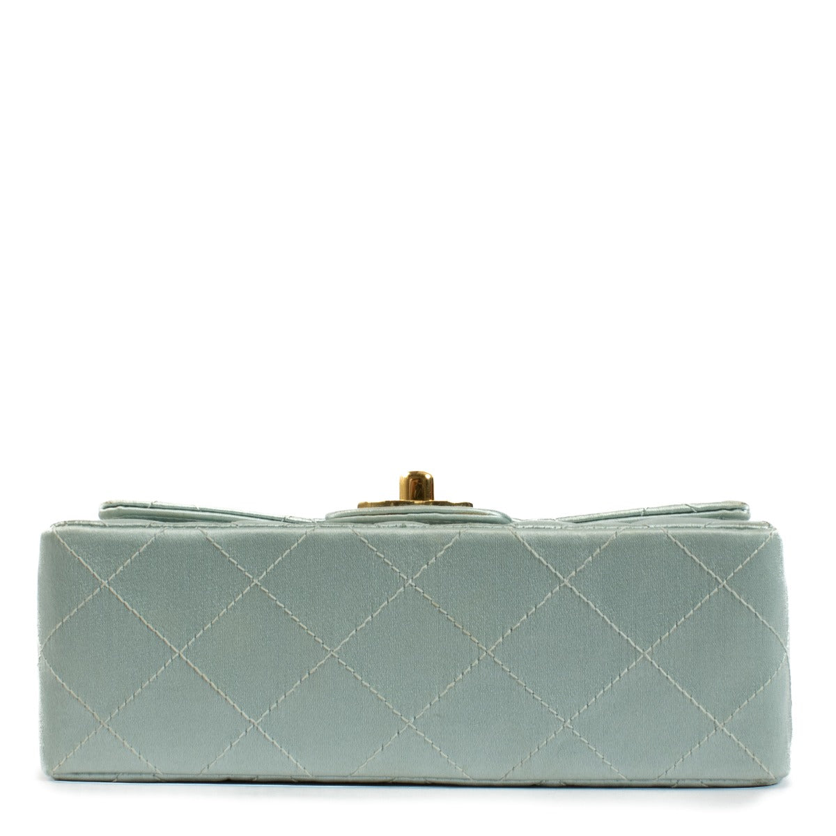 Chanel Vintage Baby Blue Satin Mini Square Bijoux Chain Classic Flap Bag