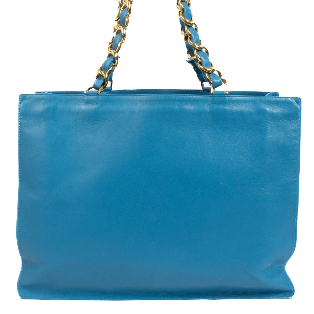 Chanel Blue Leather CC Vintage Tote Bag