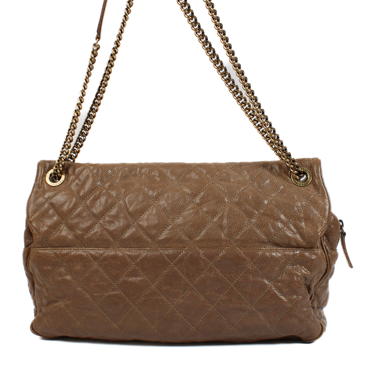 Chanel Brown Crumpled Caviar Leather Large Shiva Flap Bag