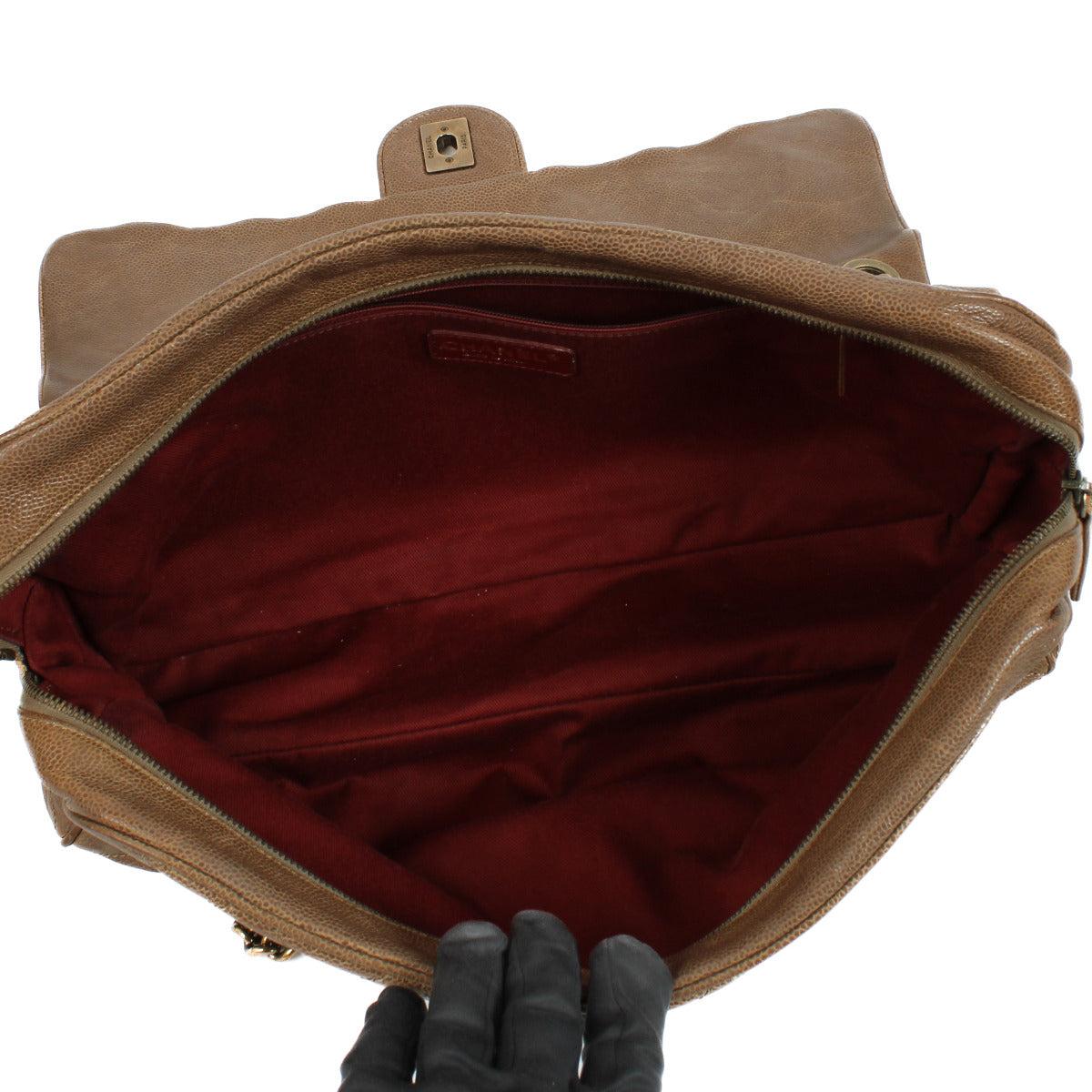 Chanel Brown Crumpled Caviar Leather Large Shiva Flap Bag
