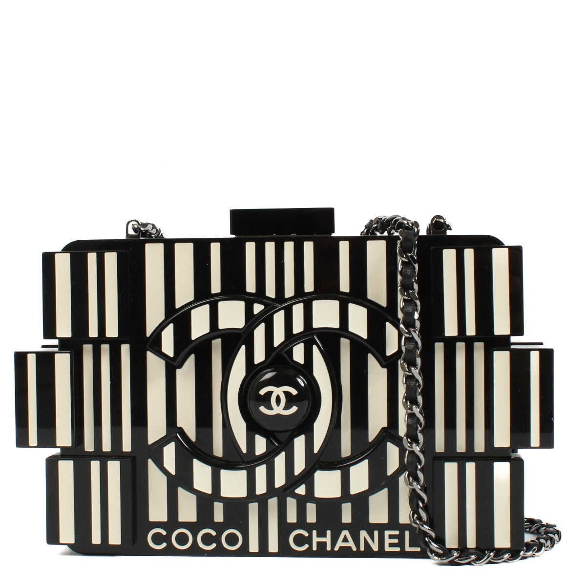 Chanel Black Barcode Boy Brick Lego Clutch