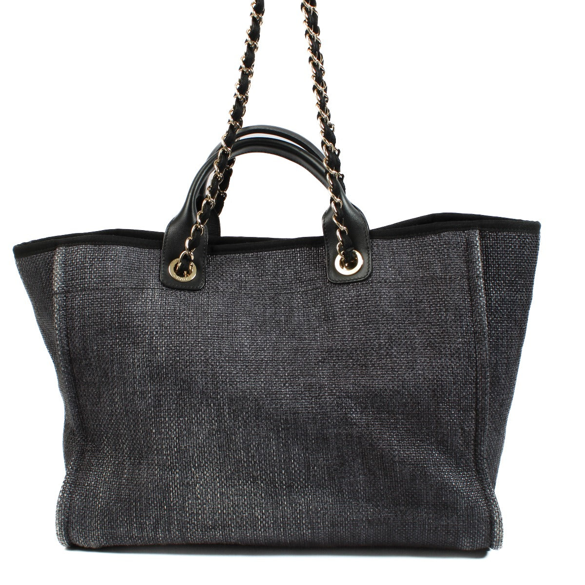 Chanel Black Mixed Fibres Deauville Large Shopper Bag