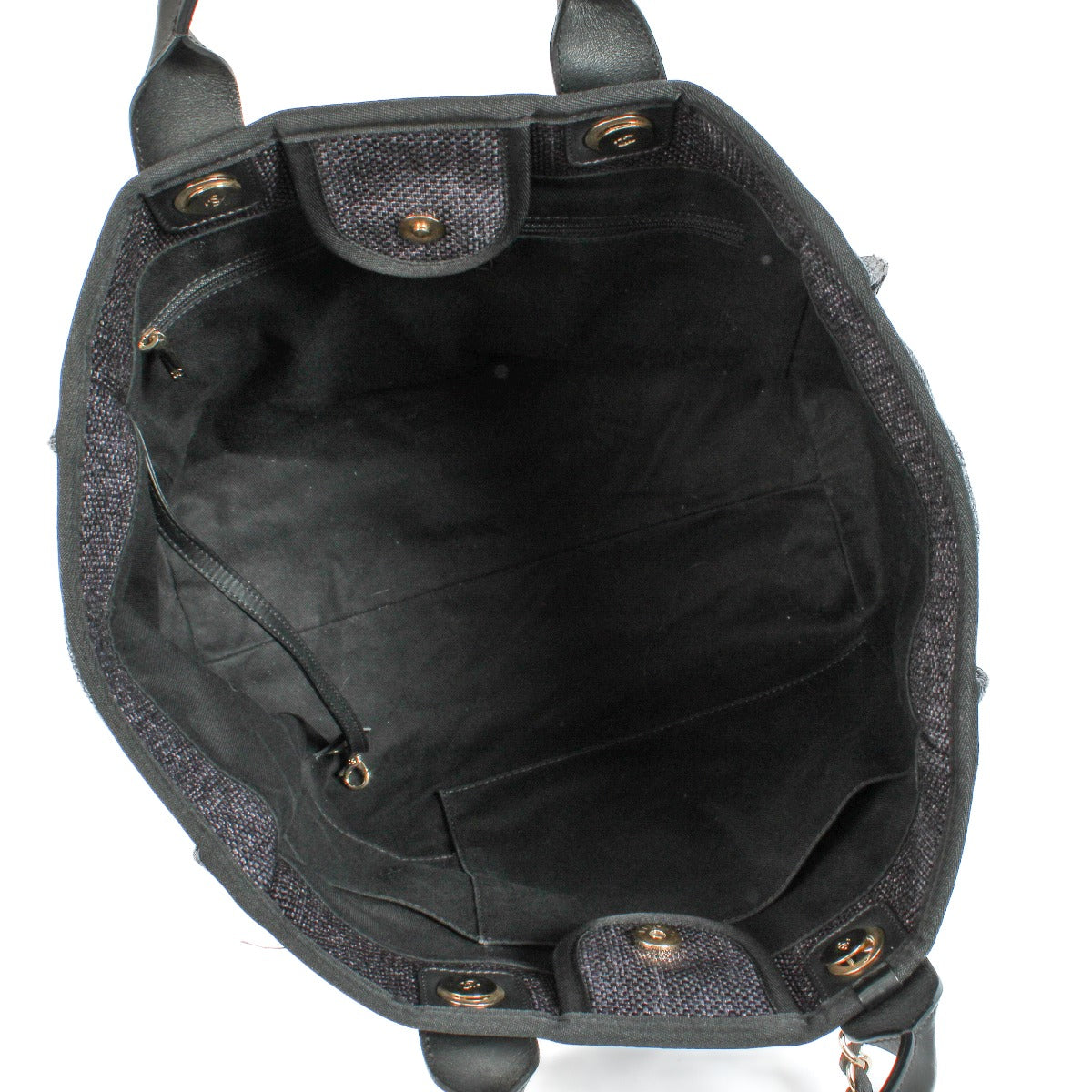 Chanel Black Mixed Fibres Deauville Large Shopper Bag