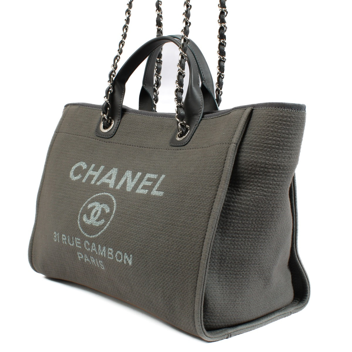 shop 100% authentic second hand Chanel Grey Canvas Large Deauville Shopper Bag on Labellov.com