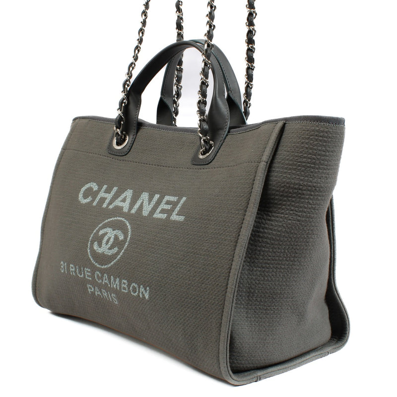 shop 100% authentic second hand Chanel Grey Canvas Large Deauville Shopper Bag on Labellov.com