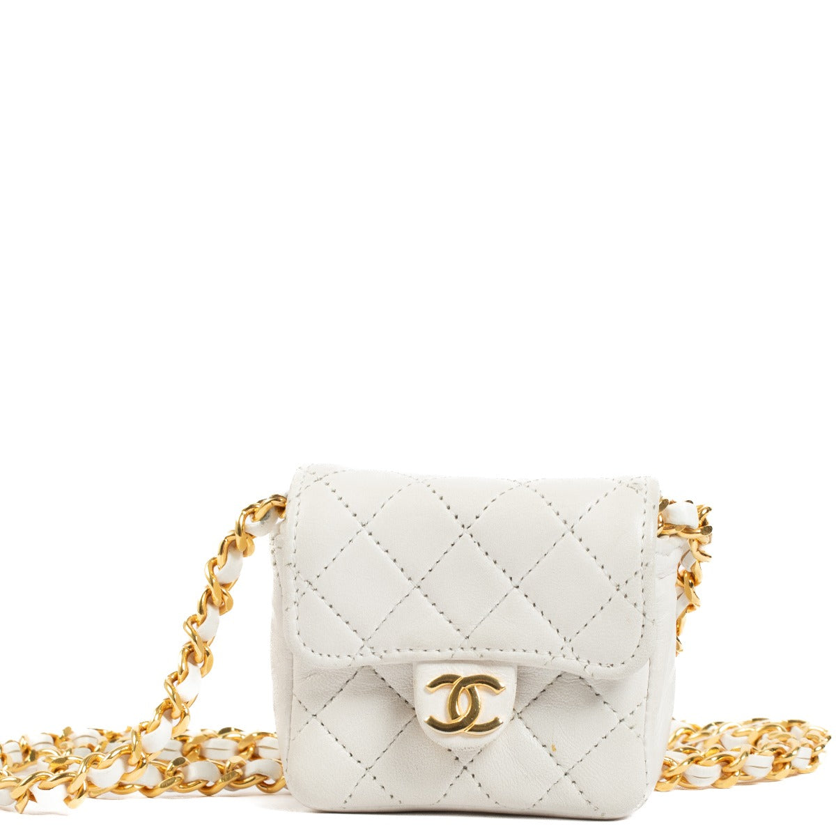 Authentic second hand Chanel White Nano Classic Flap Bag Charm on Labellov.com