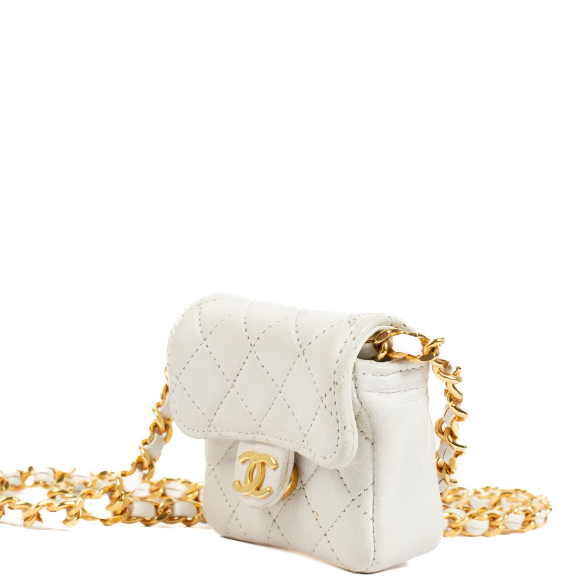 Authentic second hand Chanel White Nano Classic Flap Bag Charm on Labellov.com
