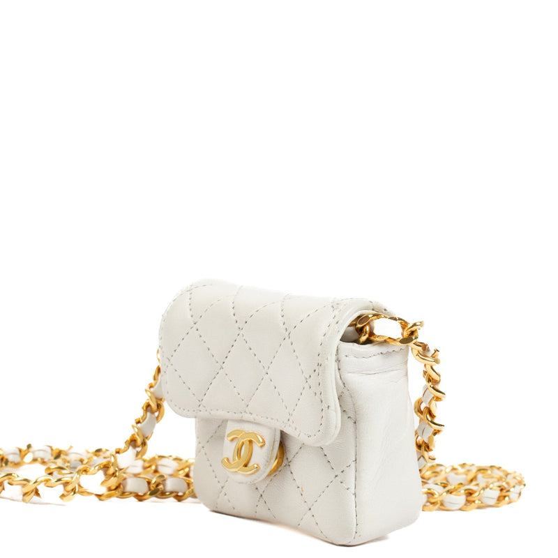 Authentic second hand Chanel White Nano Classic Flap Bag Charm on Labellov.com