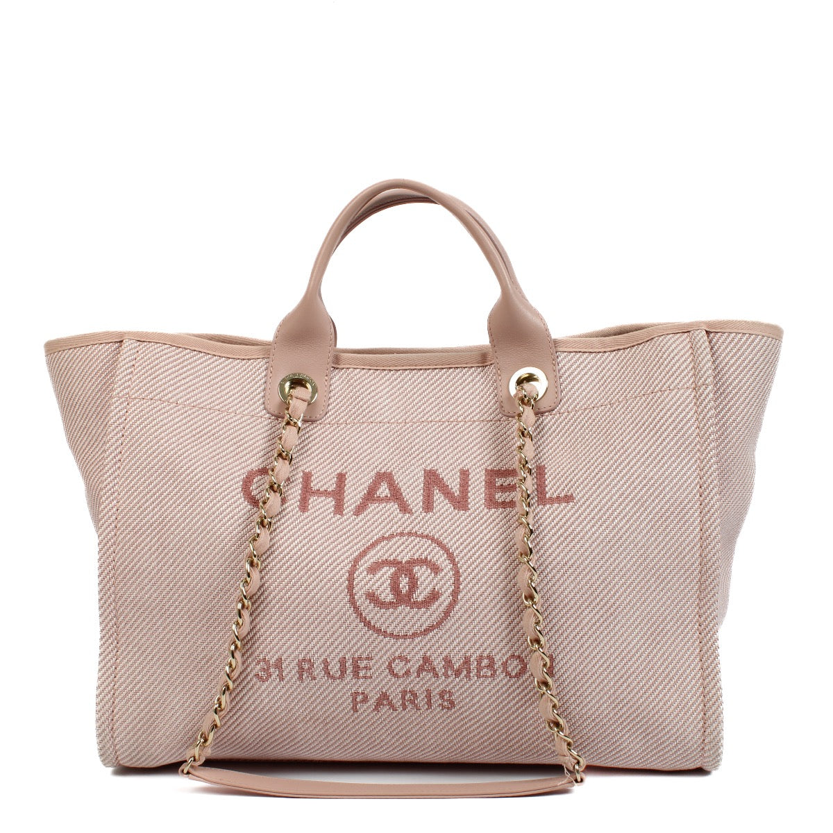 shop 100% authentic second hand Chanel Pink Canvas Large Deauville Shopper Bag on Labellov.com