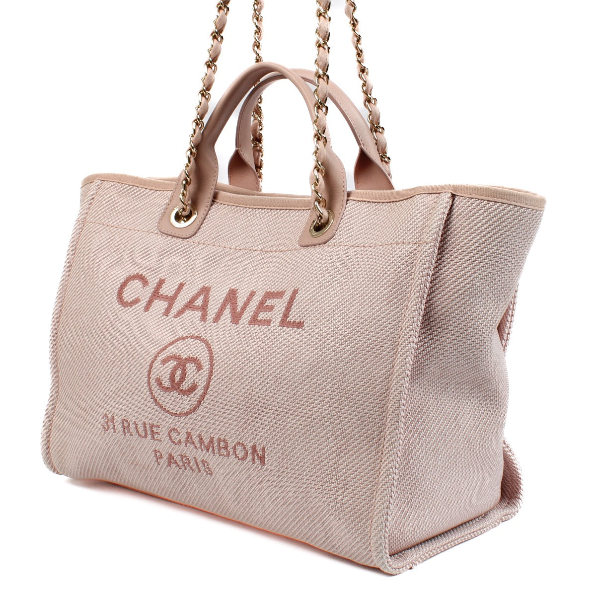 shop 100% authentic second hand Chanel Pink Canvas Large Deauville Shopper Bag on Labellov.com