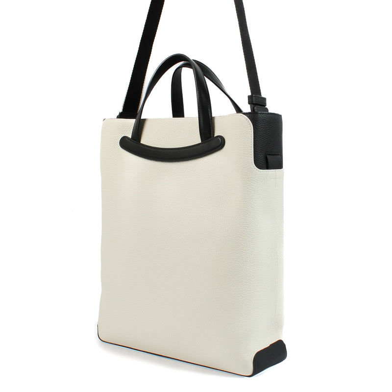 Delvaux Ivory/Black Taurillon Soft/Box Calf Magritte Tote Bag