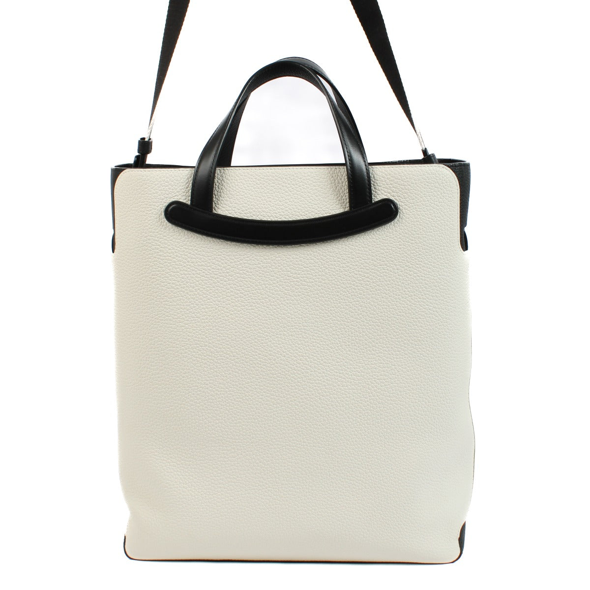 Delvaux Ivoor/Zwart Taurillon Soft/Box Calf Magritte Boodschappentas