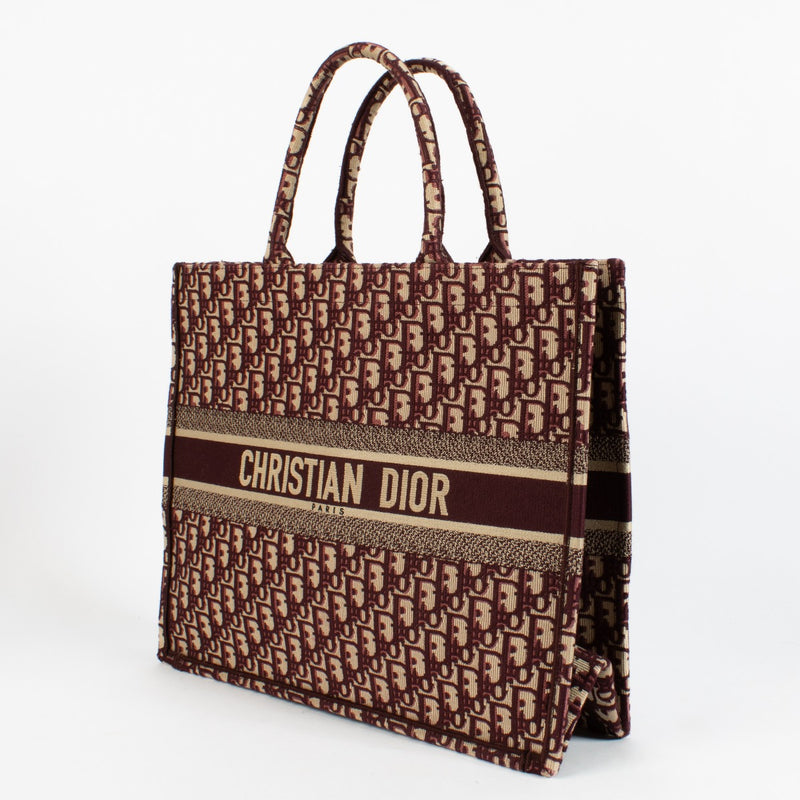 Christian Dior Burgundy Oblique Large Book Tote