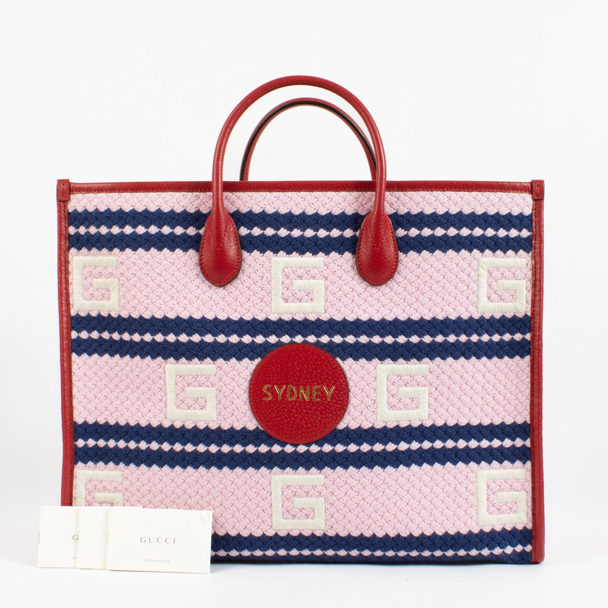 shop 100% authentic second hand Gucci Pink Sydney Striped Tote Bag on Labellov.com