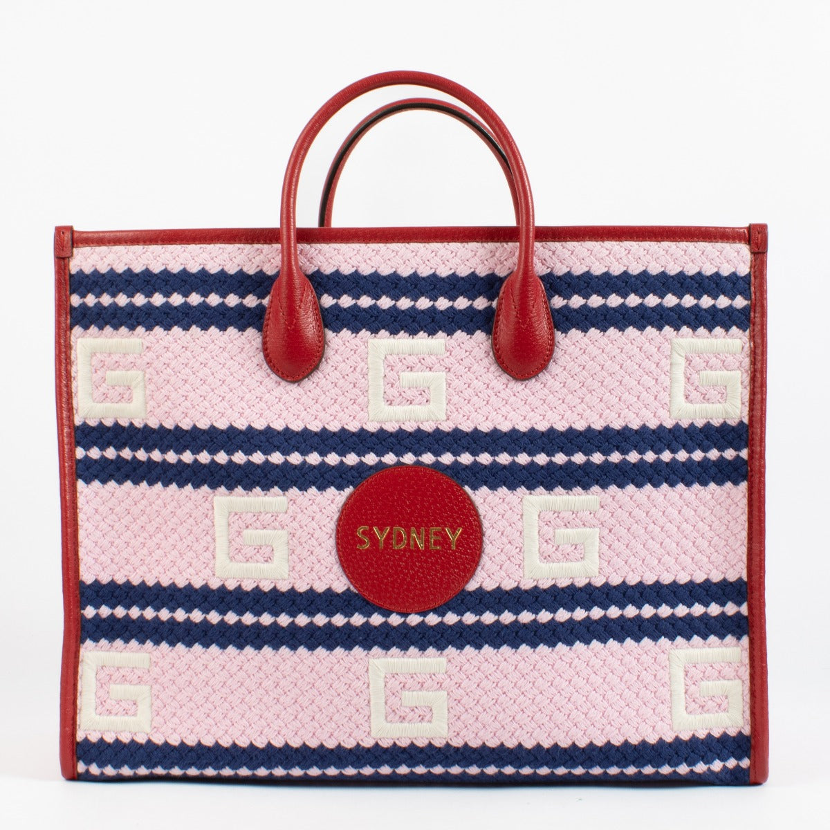 shop 100% authentic second hand Gucci Pink Sydney Striped Tote Bag on Labellov.com