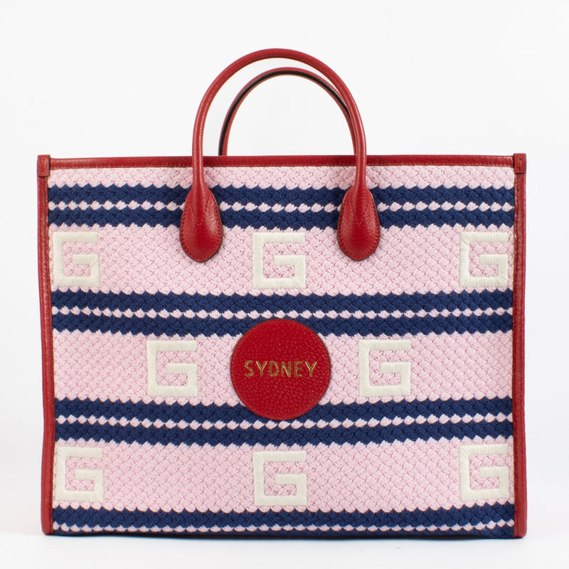 shop 100% authentic second hand Gucci Pink Sydney Striped Tote Bag on Labellov.com