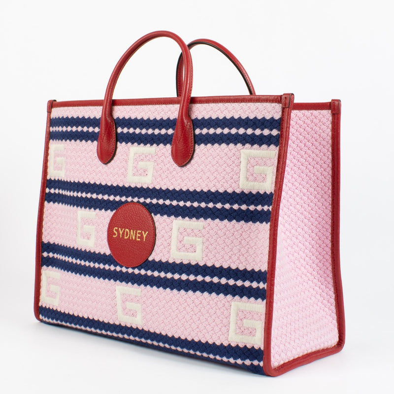 shop 100% authentic second hand Gucci Pink Sydney Striped Tote Bag on Labellov.com