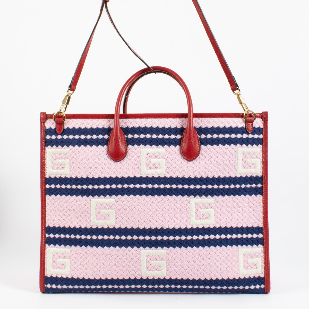 shop 100% authentic second hand Gucci Pink Sydney Striped Tote Bag on Labellov.com