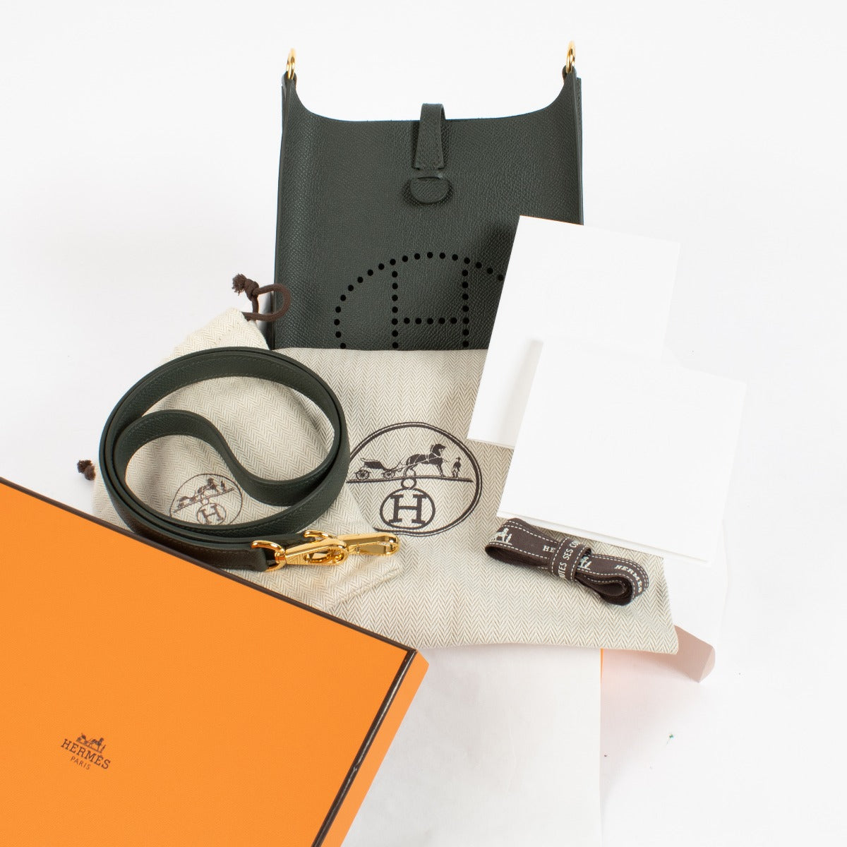 Hermès Evelyne Sellier 16 Vert Mangrove Epsom GHW