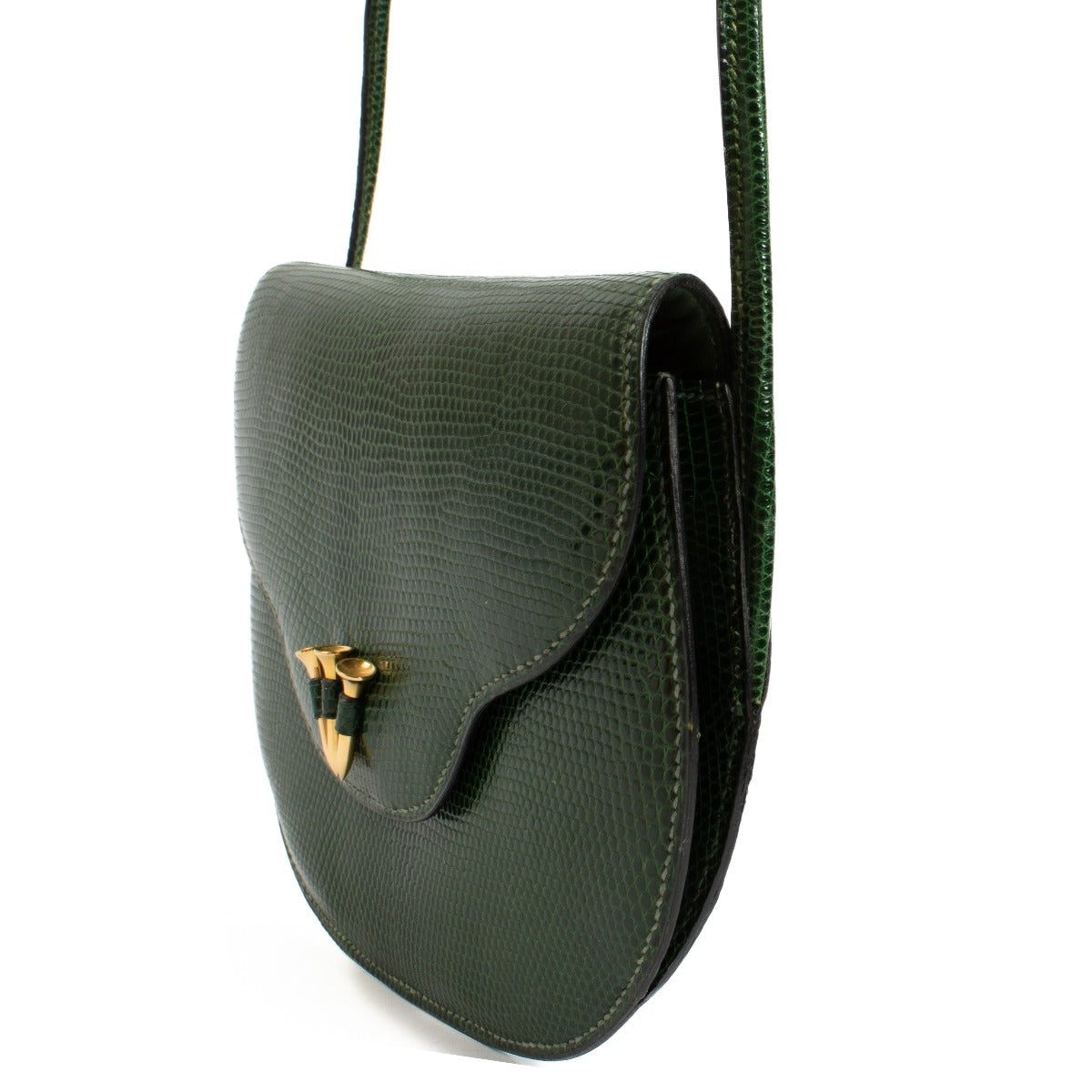 Hermès Vintage Green Lizard Golf Tee Flap Bag