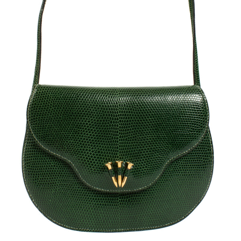 Hermès Vintage Green Lizard Golf Tee Flap Bag