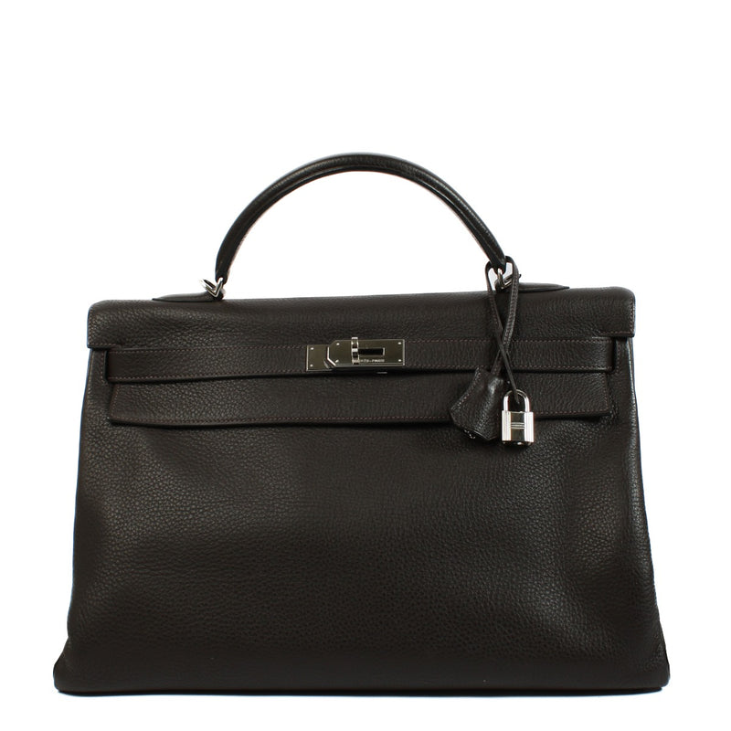 Hermès Kelly 40 Ebene Clemence PHW
