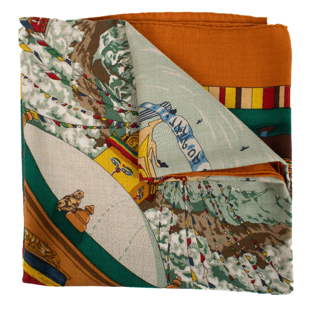 Hermès Multicolor Prières au Vent Cashmere 140 Shawl