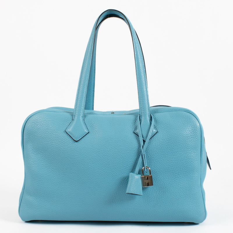 Hermès Victoria 35 Blue Clemence Taurillon Bag