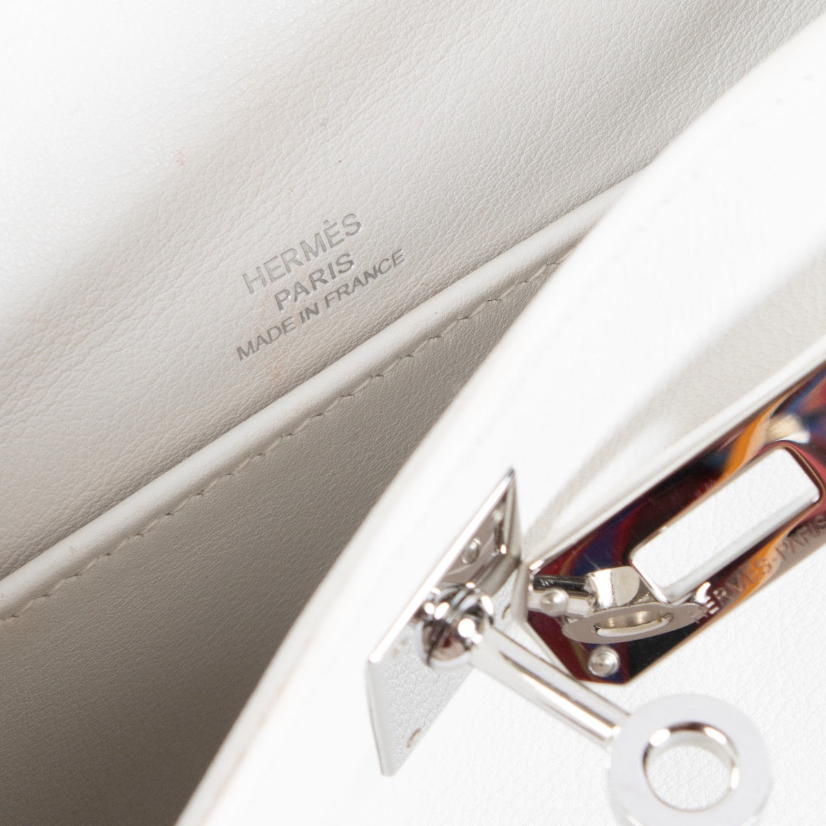 Hermès Kelly Mini Pochette White Swift PHW