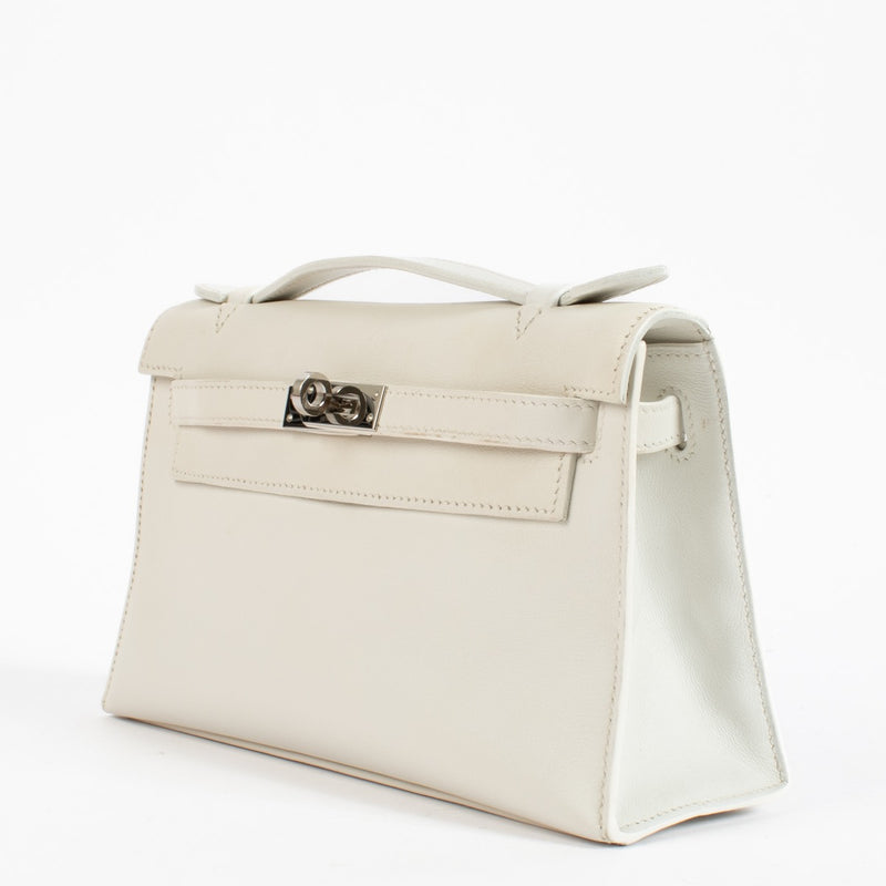Hermès Kelly Mini Pochette White Swift Palladium Hardware