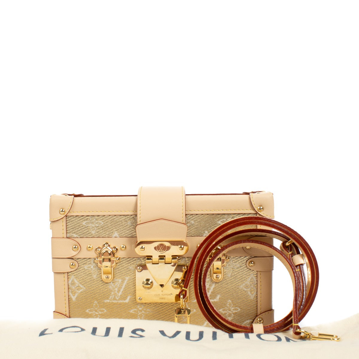 Louis Vuitton Gold Denim Petite Malle Bag
