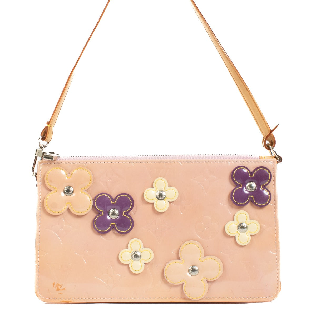 Buy authentic second hand Louis Vuitton Pink Leather Fleurs Vernis Lexington Pochette at Labellov.com