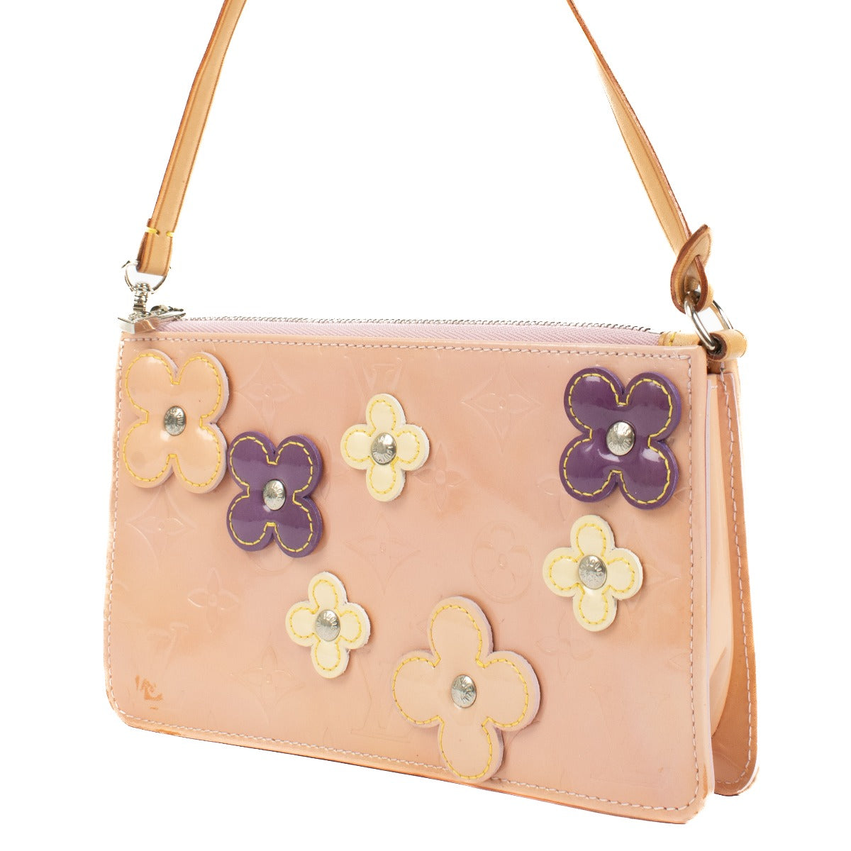 Buy authentic second hand Louis Vuitton Pink Leather Fleurs Vernis Lexington Pochette at Labellov.com