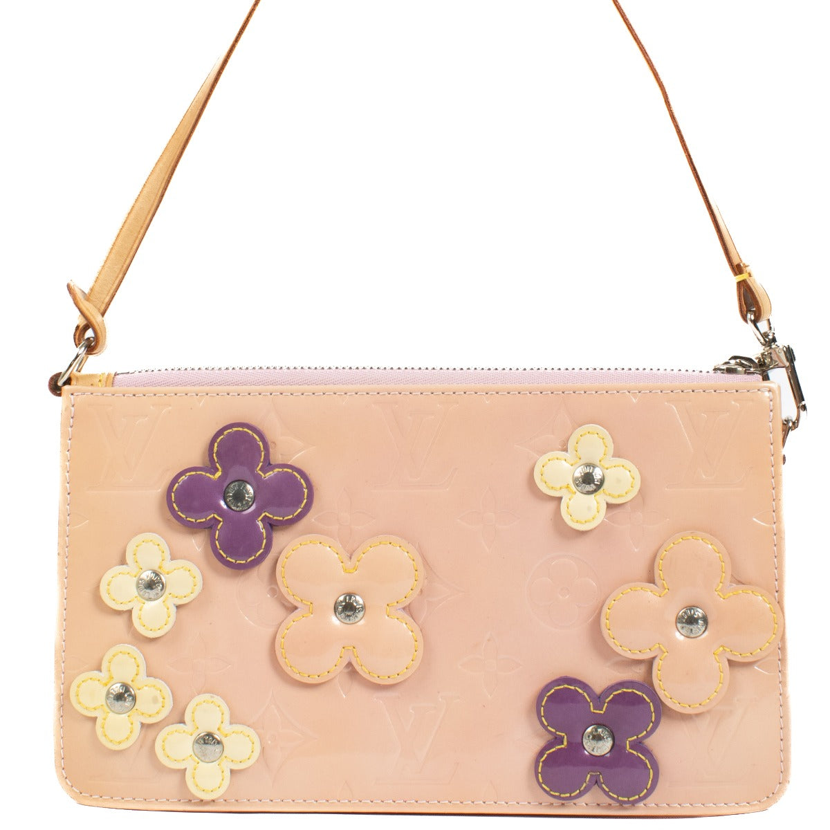 Buy authentic second hand Louis Vuitton Pink Leather Fleurs Vernis Lexington Pochette at Labellov.com