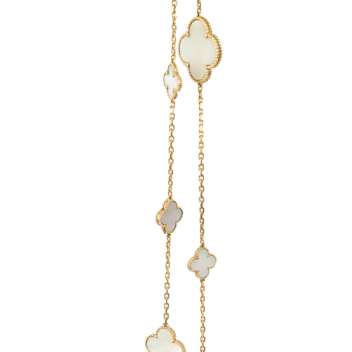 Van Cleef & Arpels Magic Alhambra-lange ketting, 16 motieven, parelmoer