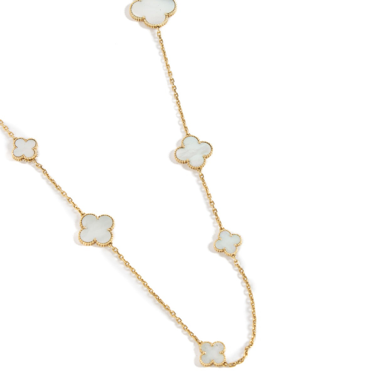Van Cleef & Arpels Magic Alhambra-lange ketting, 16 motieven, parelmoer