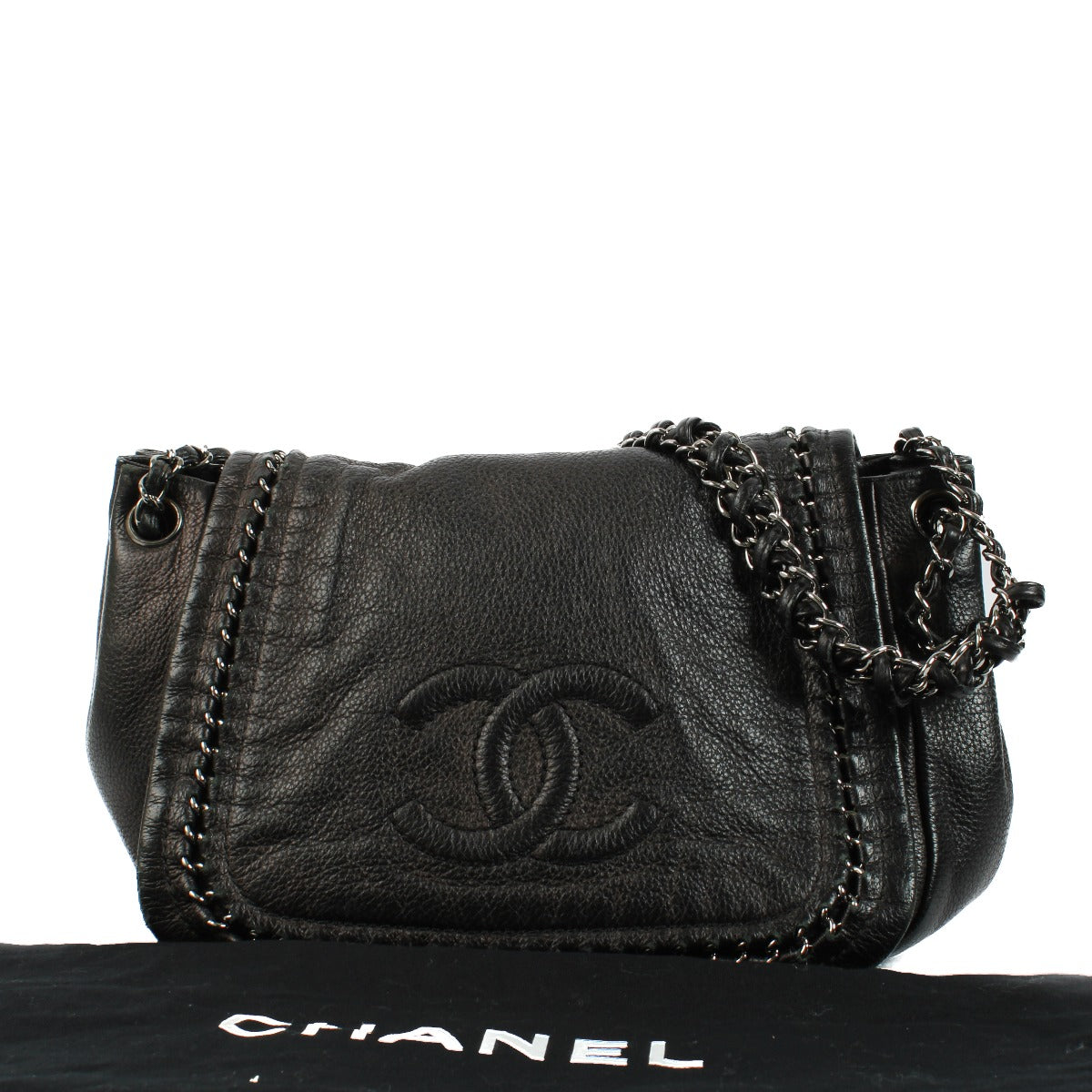 Sac à rabat accordéon Chanel Black Lux Ligne