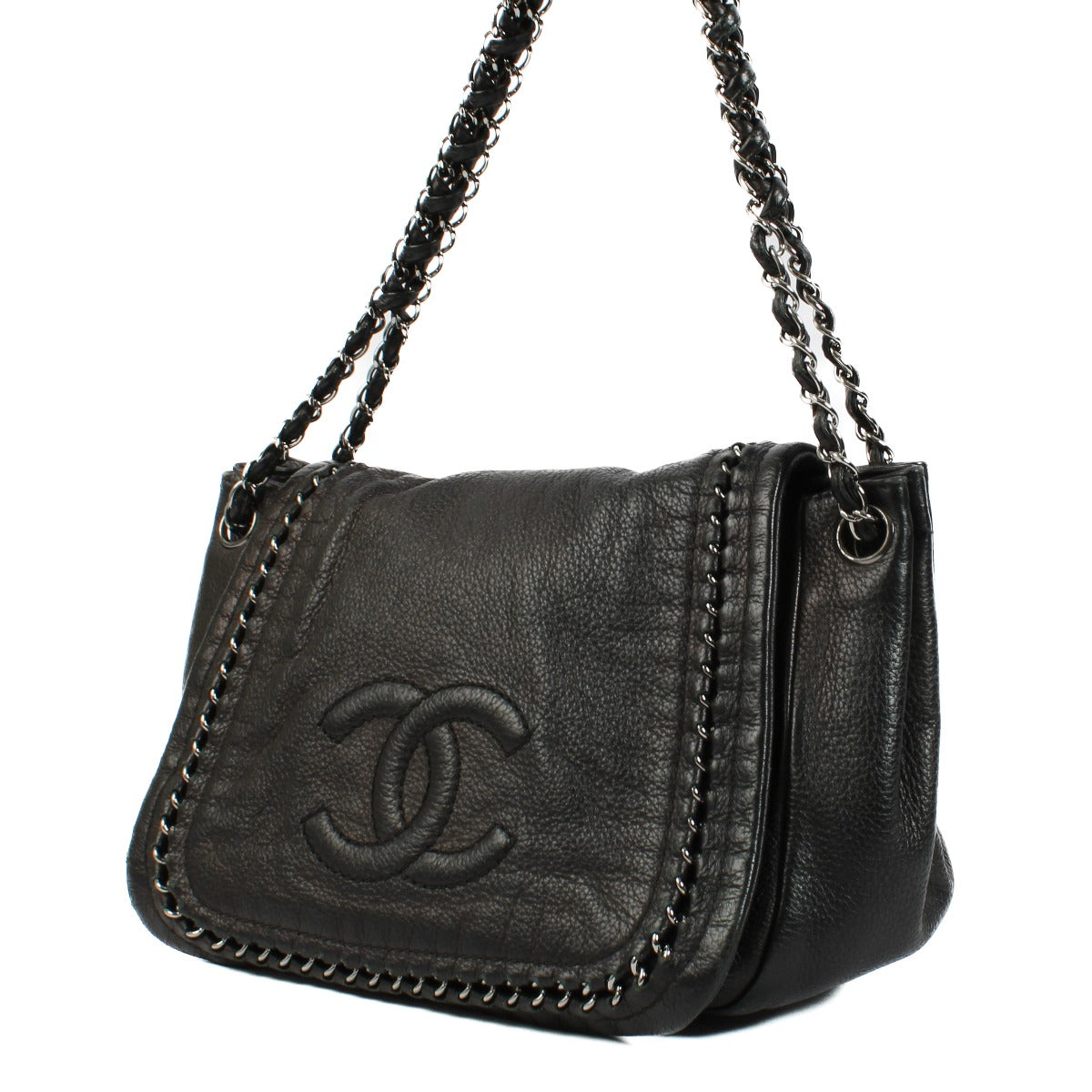 Sac à rabat accordéon Chanel Black Lux Ligne
