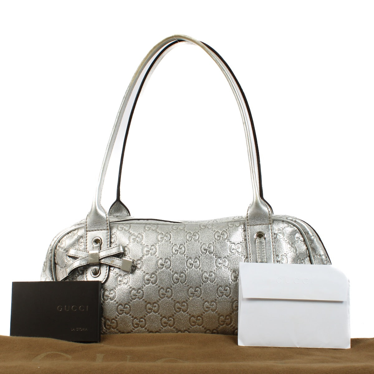 Shop 100% authentic secondhand Gucci Silver Guccissima Bowling Bag on Labellov.com